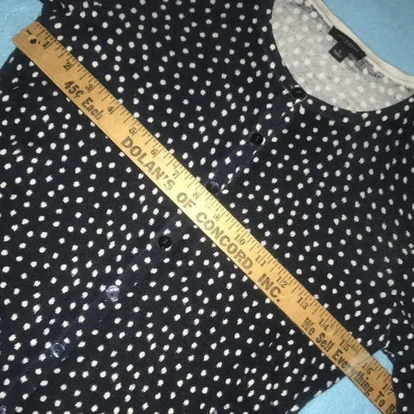 ANN TAYLOR silk blend long sleeve button up dark navy lightweight sweater size S - Picture 8 of 10
